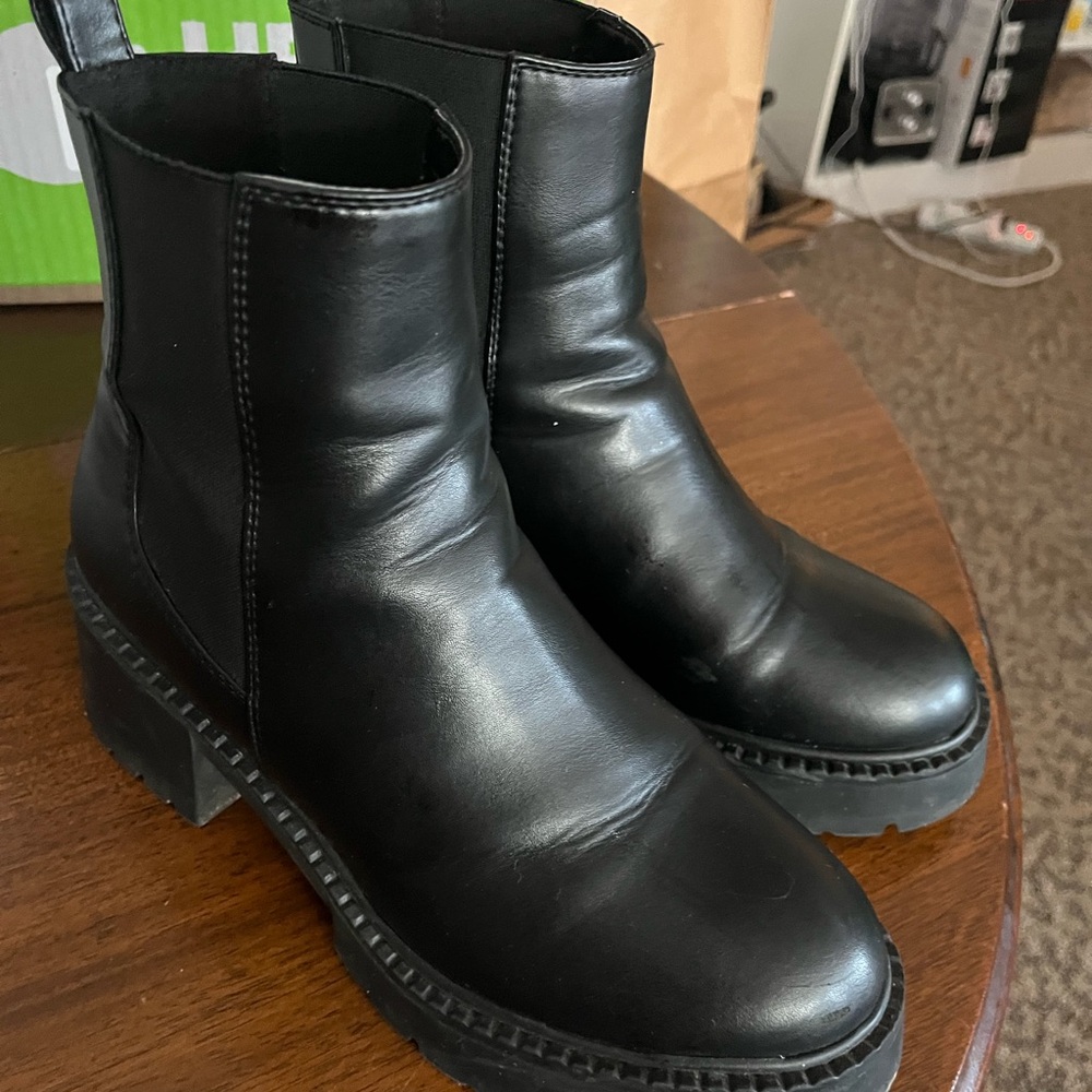 Black Leather Ankle Boots
